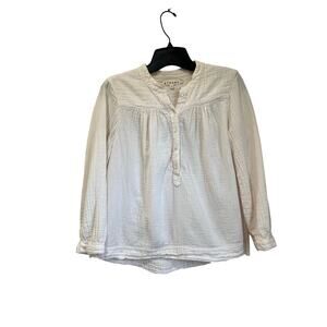 Xirena Hemingway Gauze Henley Long Sleeve Lightweight Cotton Top Pink M